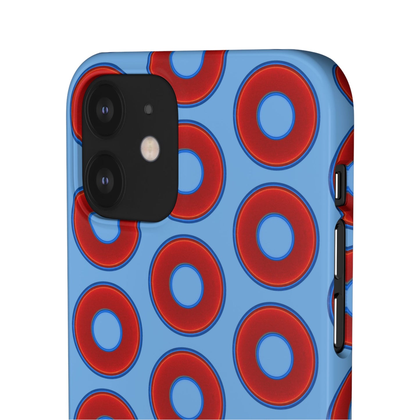 Lumpy Donut Snap Case - red vivid donut print w/light blue background