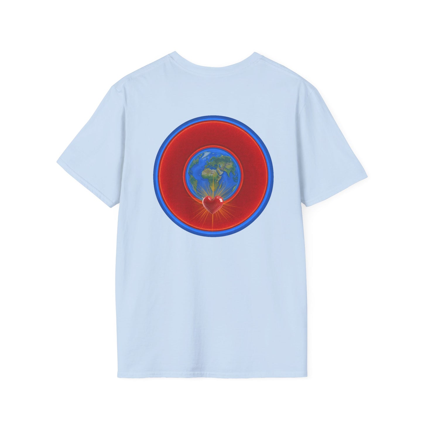 Classic Donut Tee - Unisex Soft-Style - "Soul Donut - We Keep on Rollin' Dough" - vivid red planetary donut - variant 2 [*charitable print - 50% of profit to The Nature Conservatory]