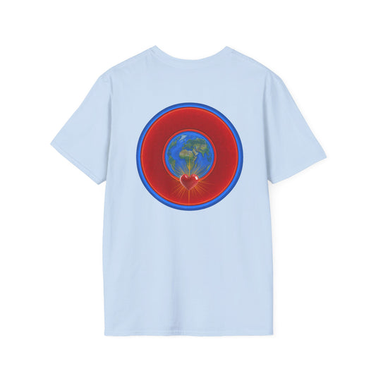 Classic Donut Tee - Unisex Soft-Style - "Soul Donut - We Keep on Rollin' Dough" - vivid red planetary donut - variant 2 [*charitable print - 50% of profit to The Nature Conservatory]