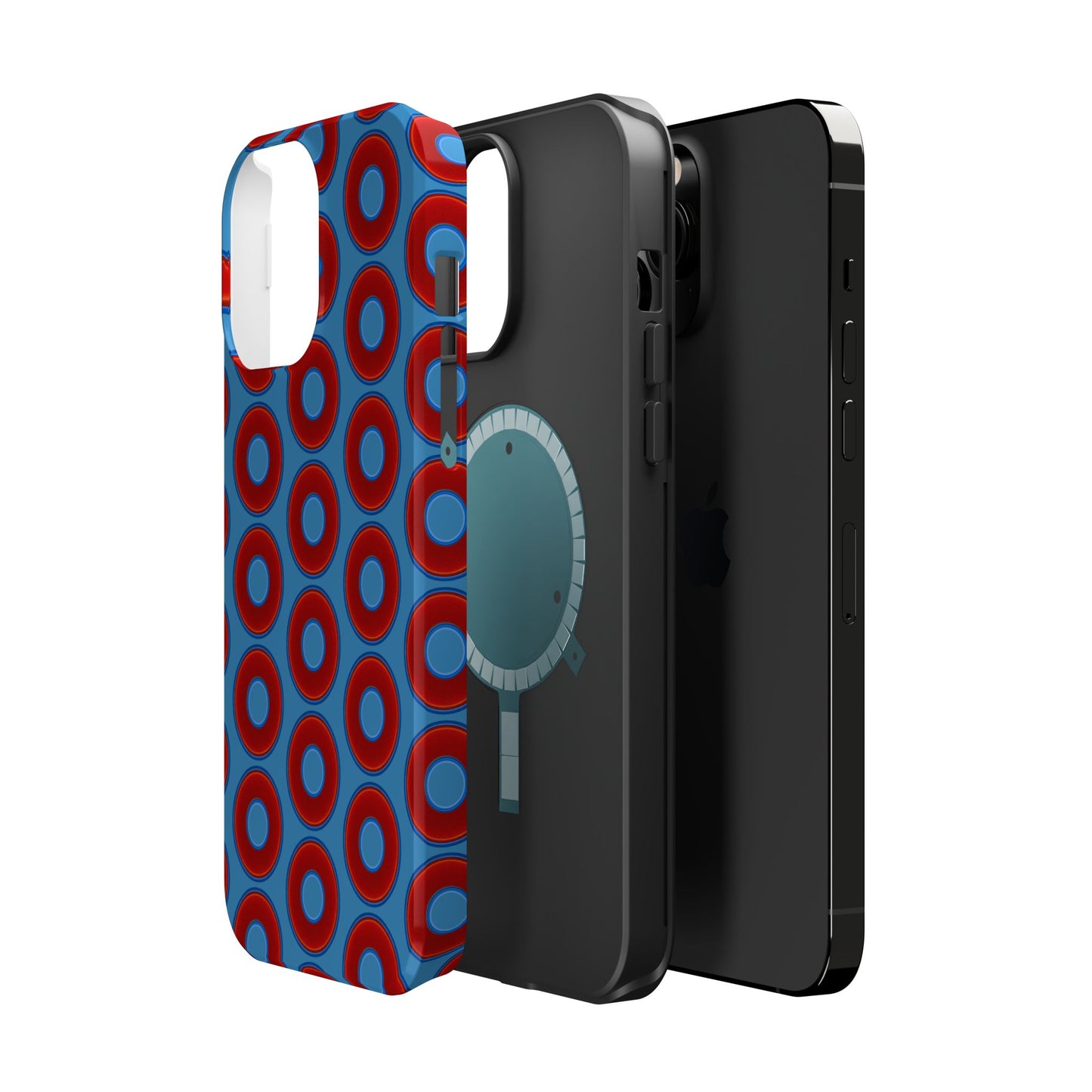 Magnetic Tough Donut Case - red vivid donut print w/light steel blue background