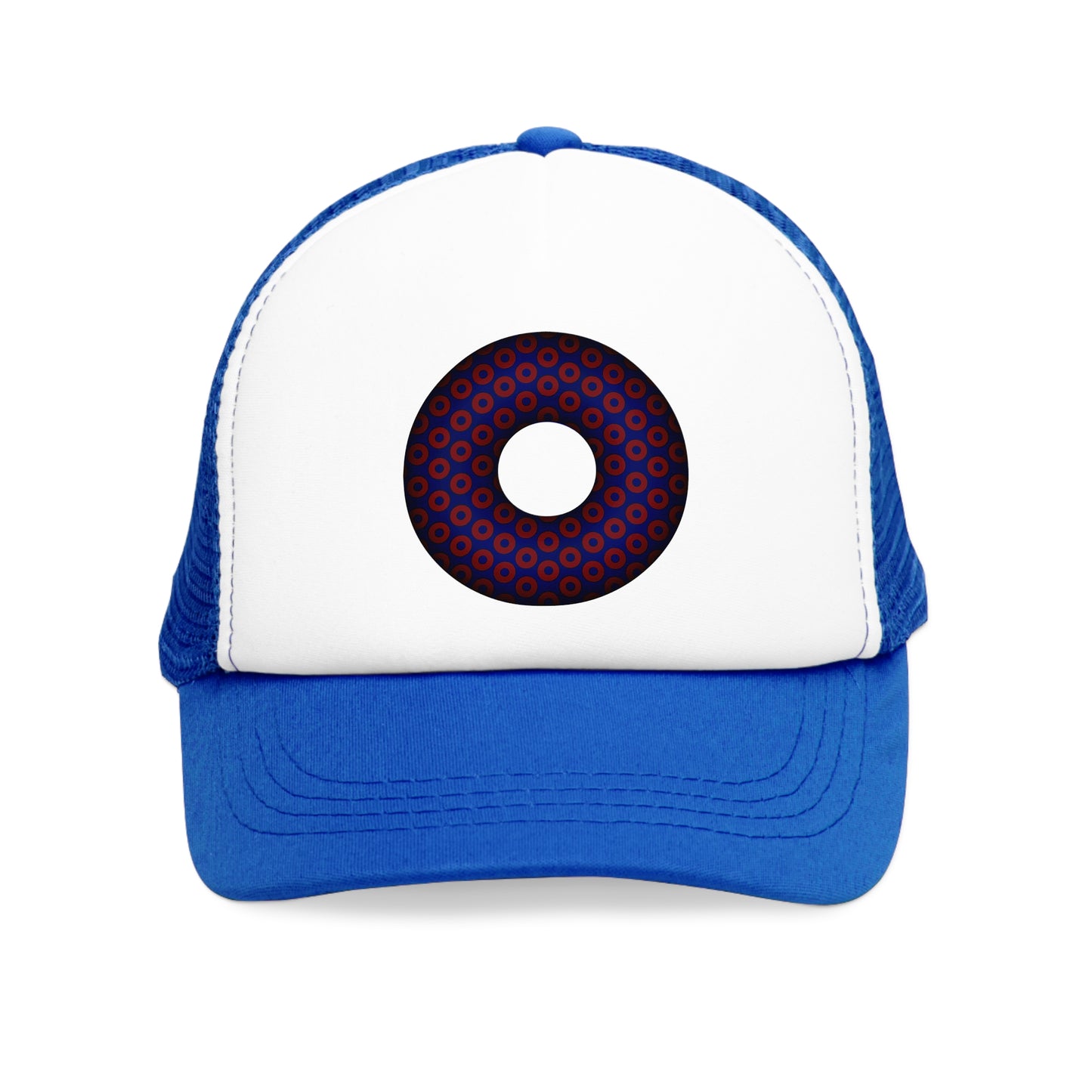 Lumpy Trucker Hat - "Paradoxical Donut - variant 5 - traditional print - red/blue