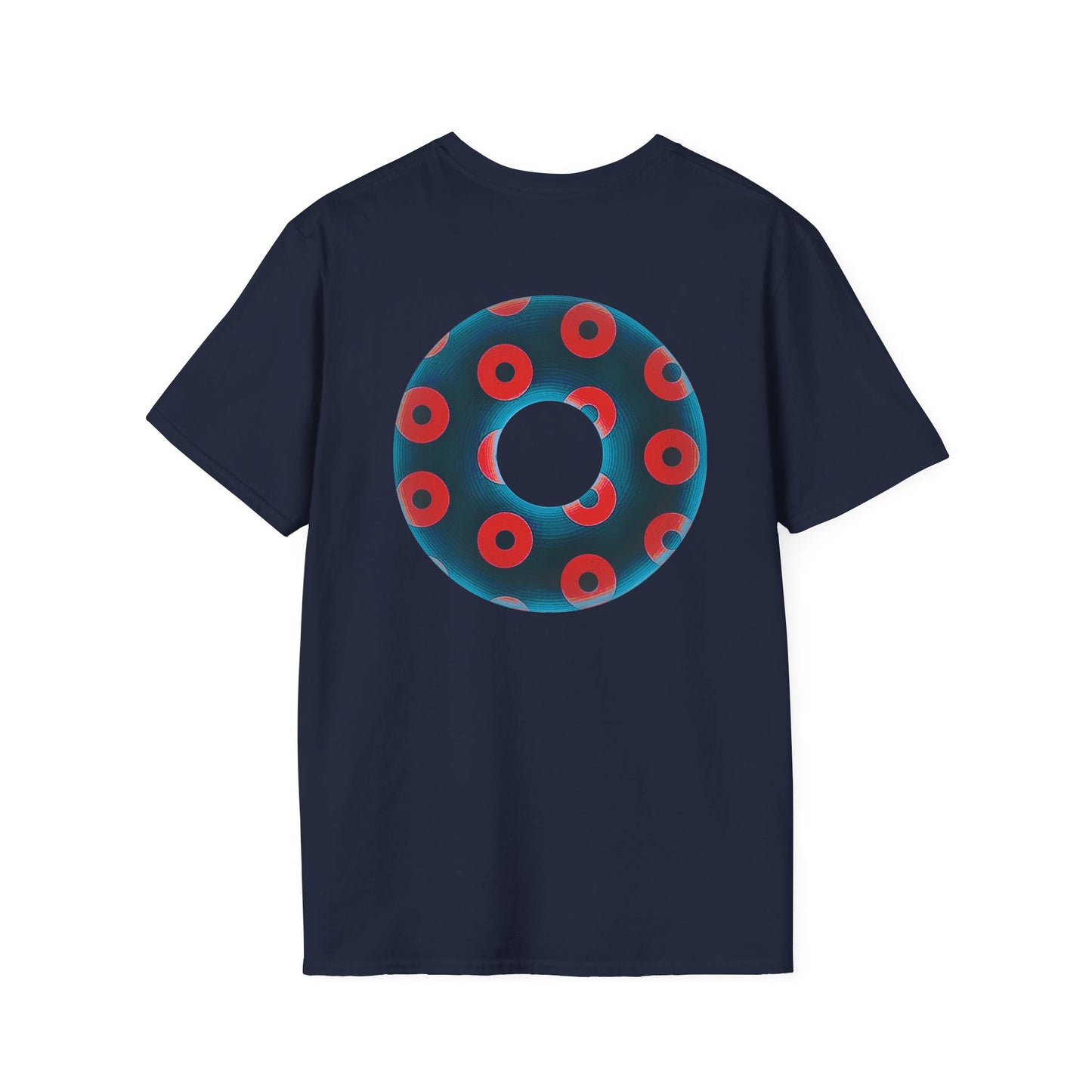 Plain Donuts/Unisex Soft-Style - "Plain Blimpy Paradoxical Donuts" - steel blue/red donuts