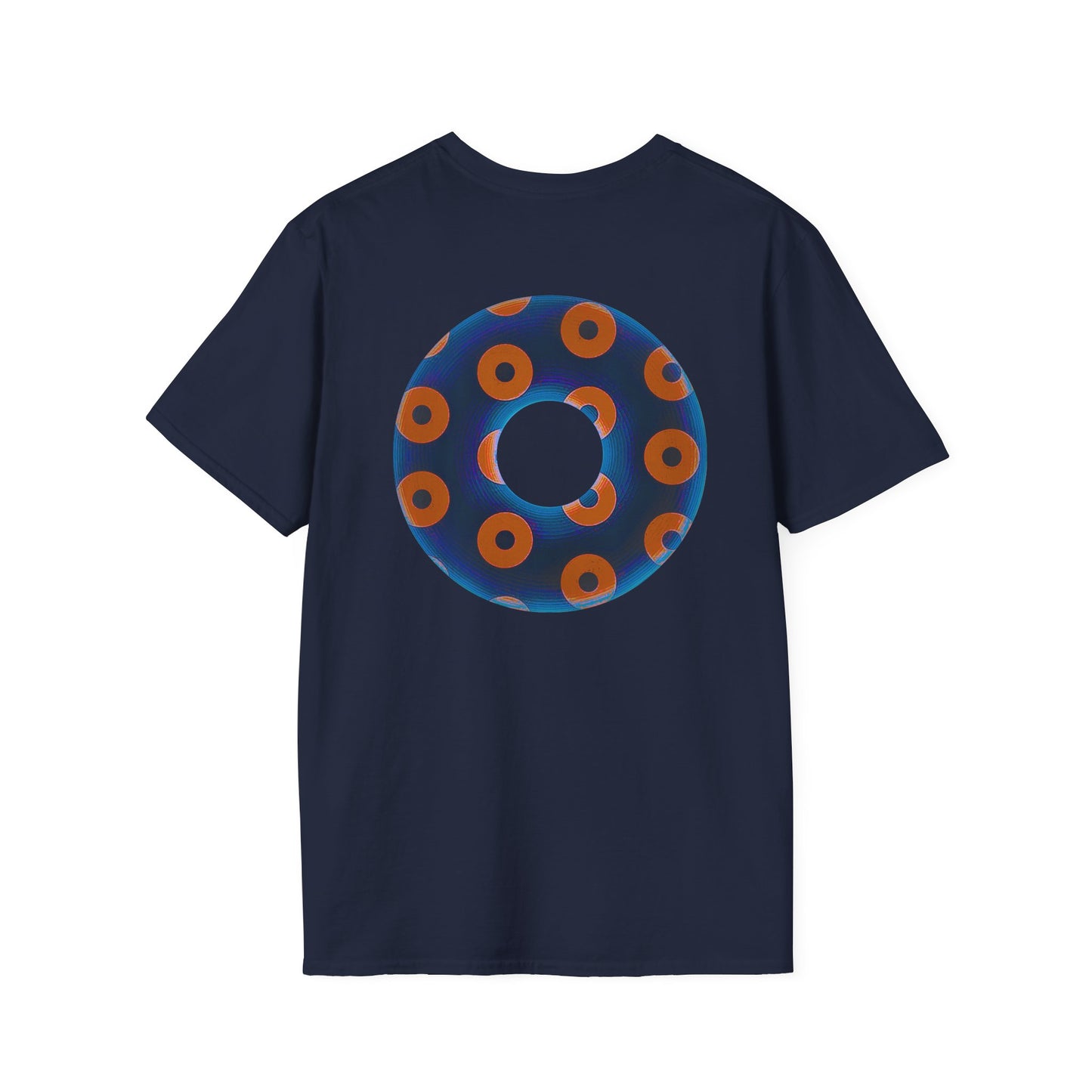 Plain Donuts/Unisex Soft-Style - "Plain Blimpy Paradoxical Donuts" - dark royal blue/orange donuts