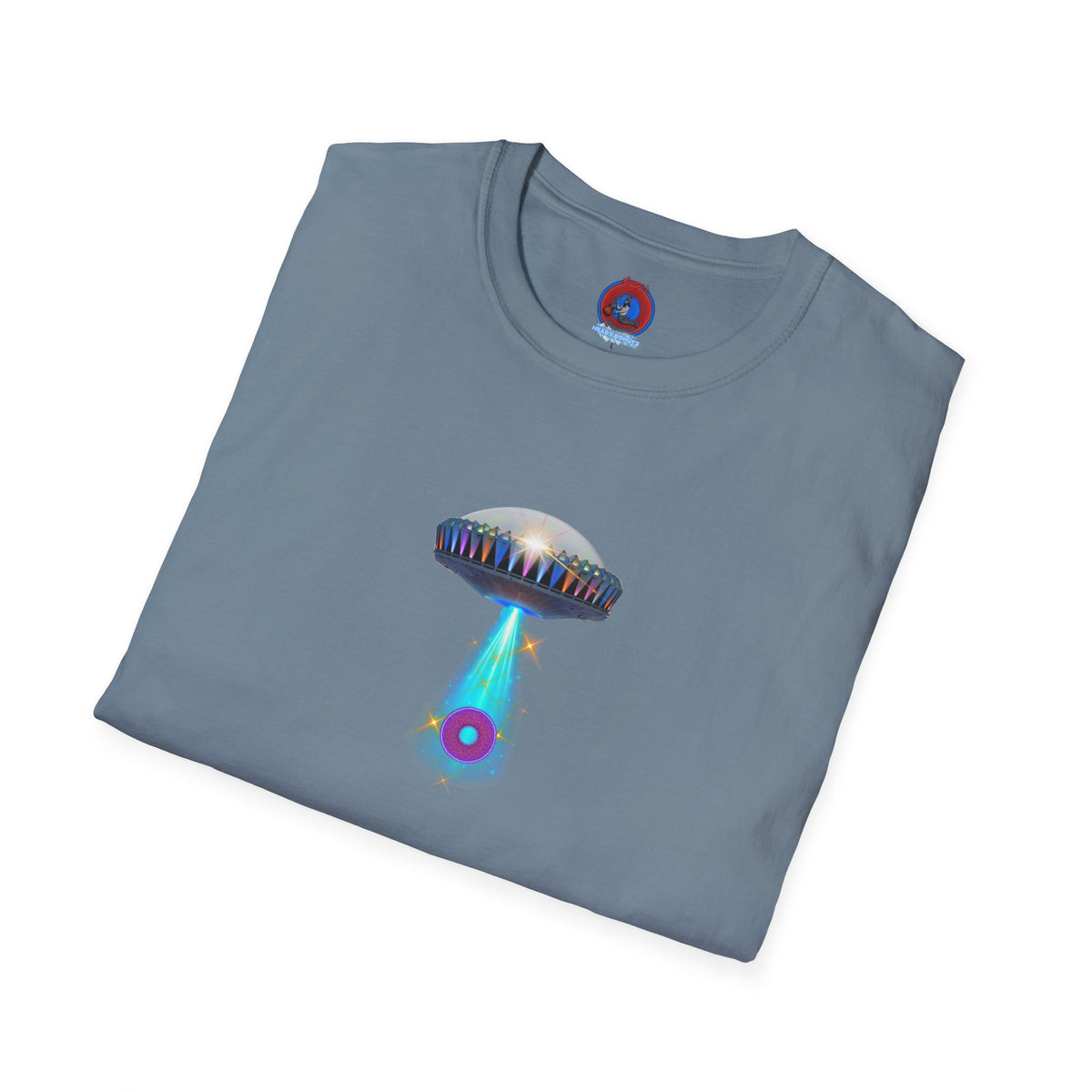 Classic Donut Tee - Unisex Soft-Style - "Donuts now Served on the Mothership" - series 1.0  - variant 6  - tractor-beamed donut