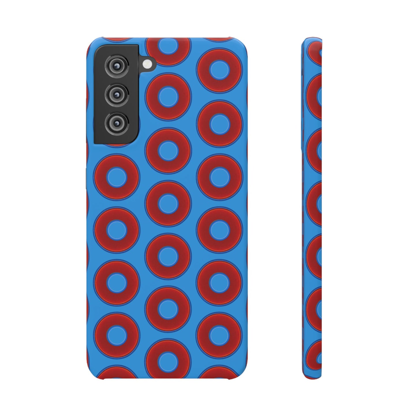 Lumpy Donut Snap Case - red vivid donut print w/sky royal blue background