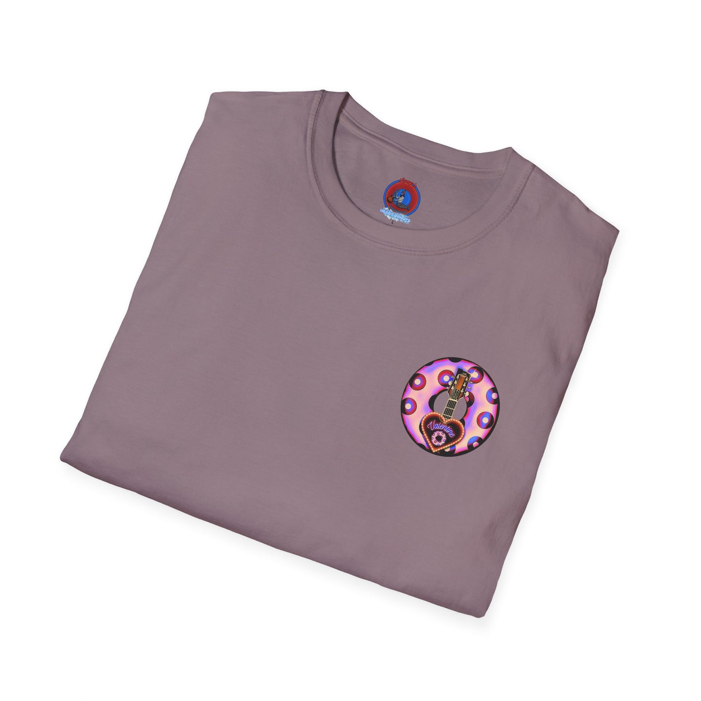 Classic Donut Tee - Unisex Soft-Style - "Would You Be My Donut?" - paradoxical faded purple/red donut - variant 3