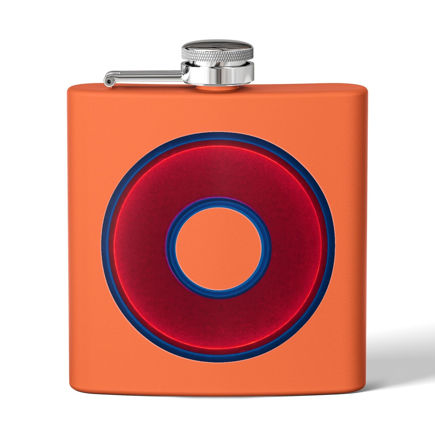 Lump's Donut Flask 6 oz - Vivid red/dark blue donut - [*w/your choice of 8 backgrounds]