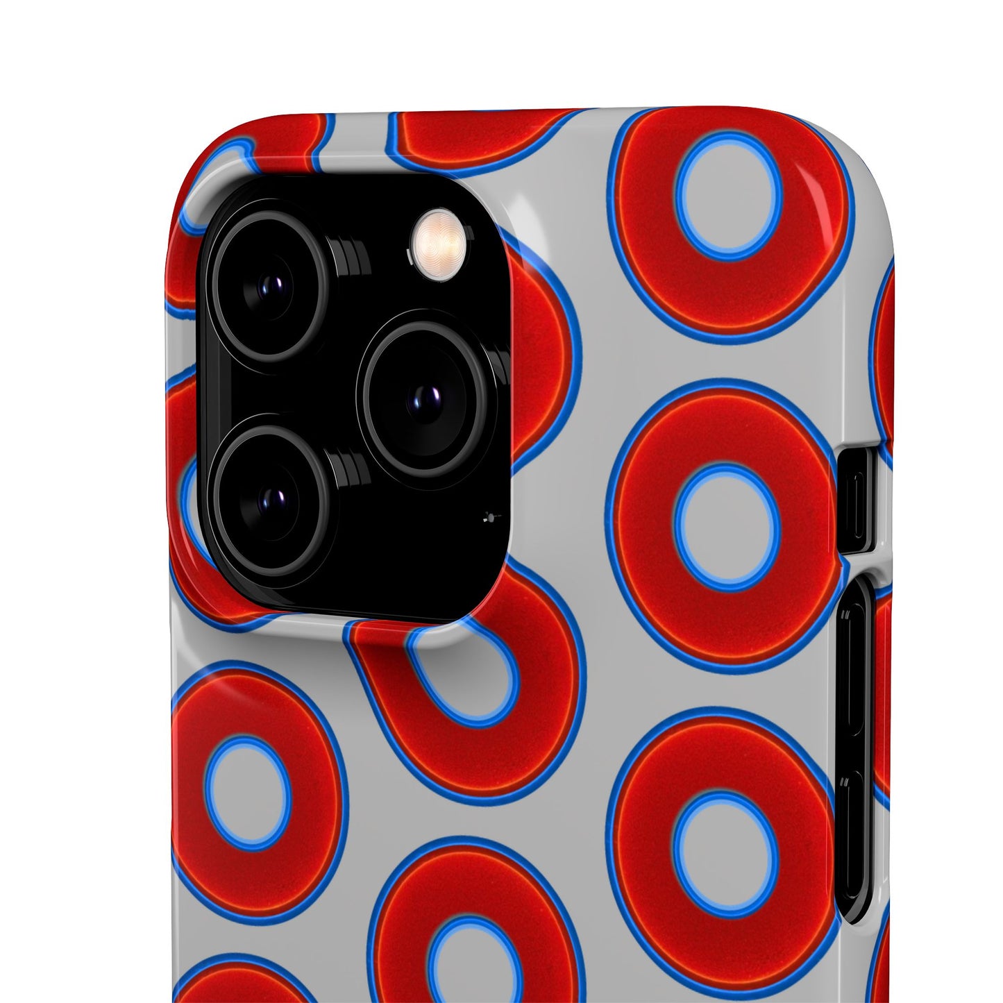 Lumpy Donut Snap Case - red vivid donut print w/light gray background