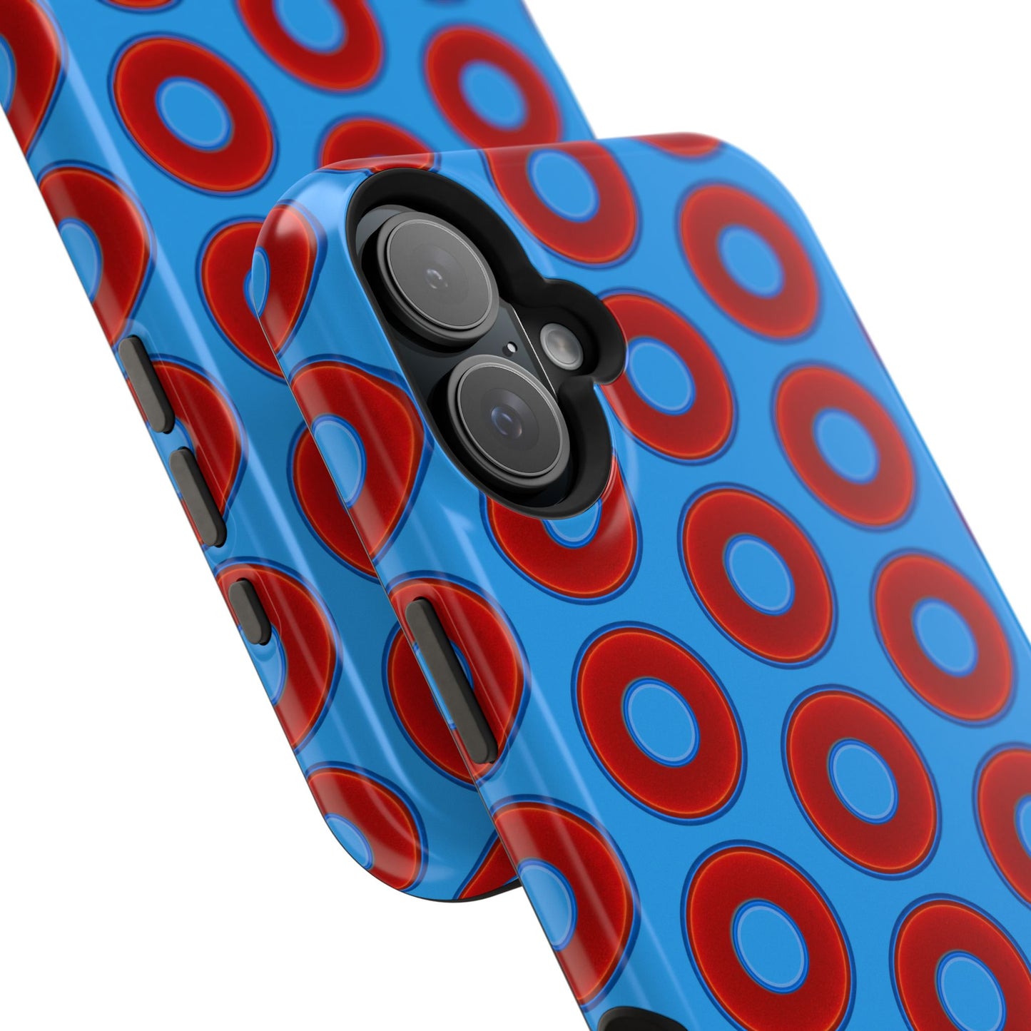Impact-Resistant Lumpy Donut Case - red vivid donut print w/sky royal blue background