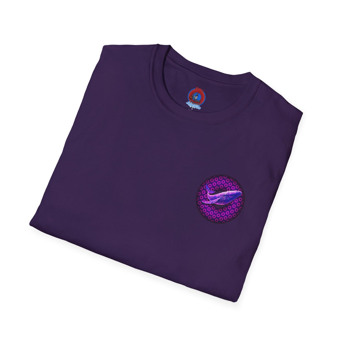 Classic Donut Tee - Unisex Soft-Style - "A Purple Humpback Whale of a Good Time" - variant 1 - purple paradoxical donut