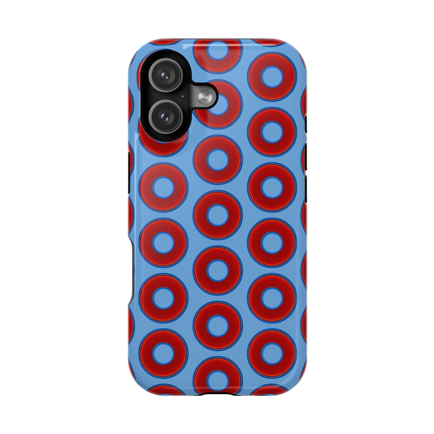 Impact-Resistant Lumpy Donut Case - red vivid donut print w/light blue background