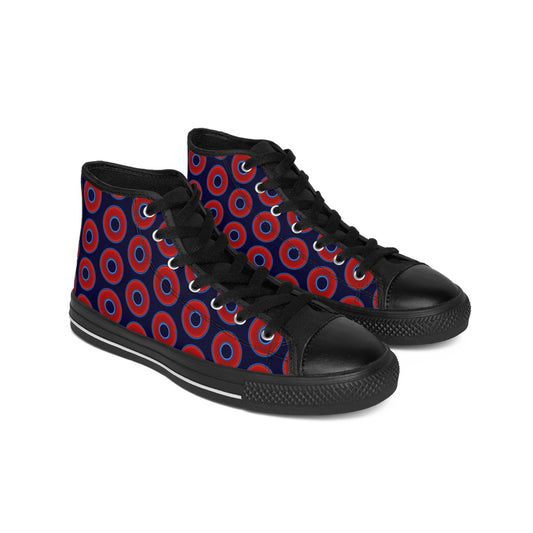 Men's Cushiony Convectors - High Tops - red vivid donuts w/midnight blue background