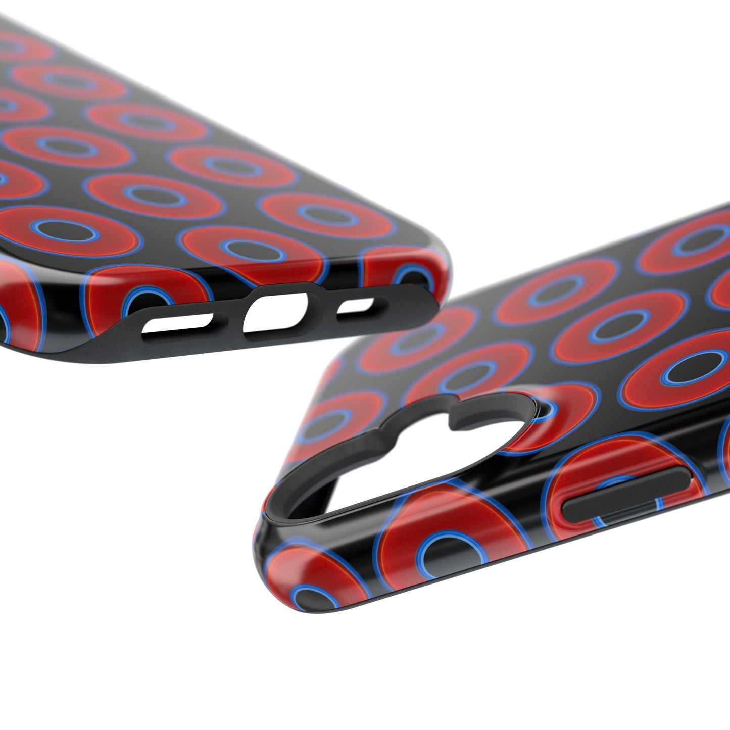 Impact-Resistant Lumpy Donut Case - red vivid donut print w/black background