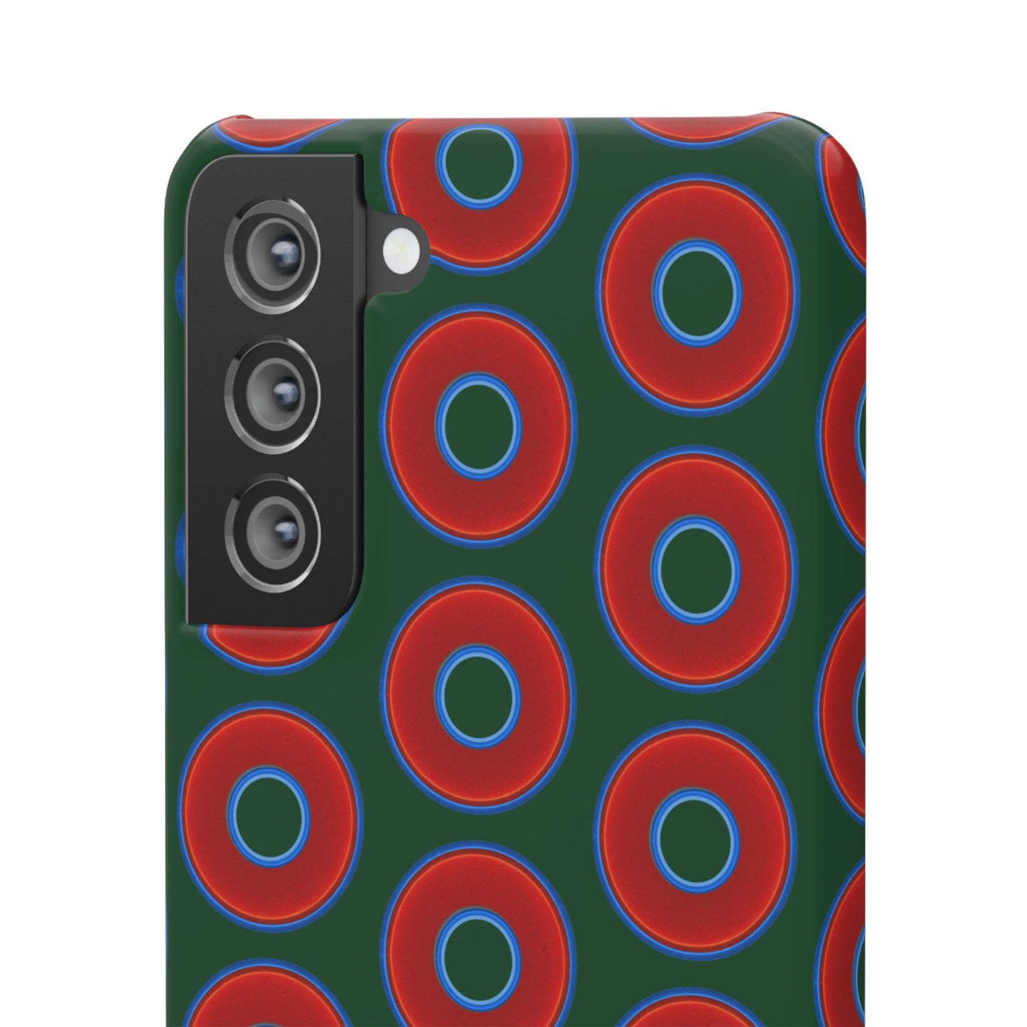 Lumpy Donut Snap Case - red vivid donut print w/deep pond green background