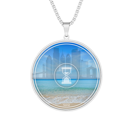 Lump's Heady Donut Necklace - 1" x 1" Stainless Steel Pendant - "Sandy Donut Pendant" - ocean donut - w/Philly 7.15.25 tribute - variant 3