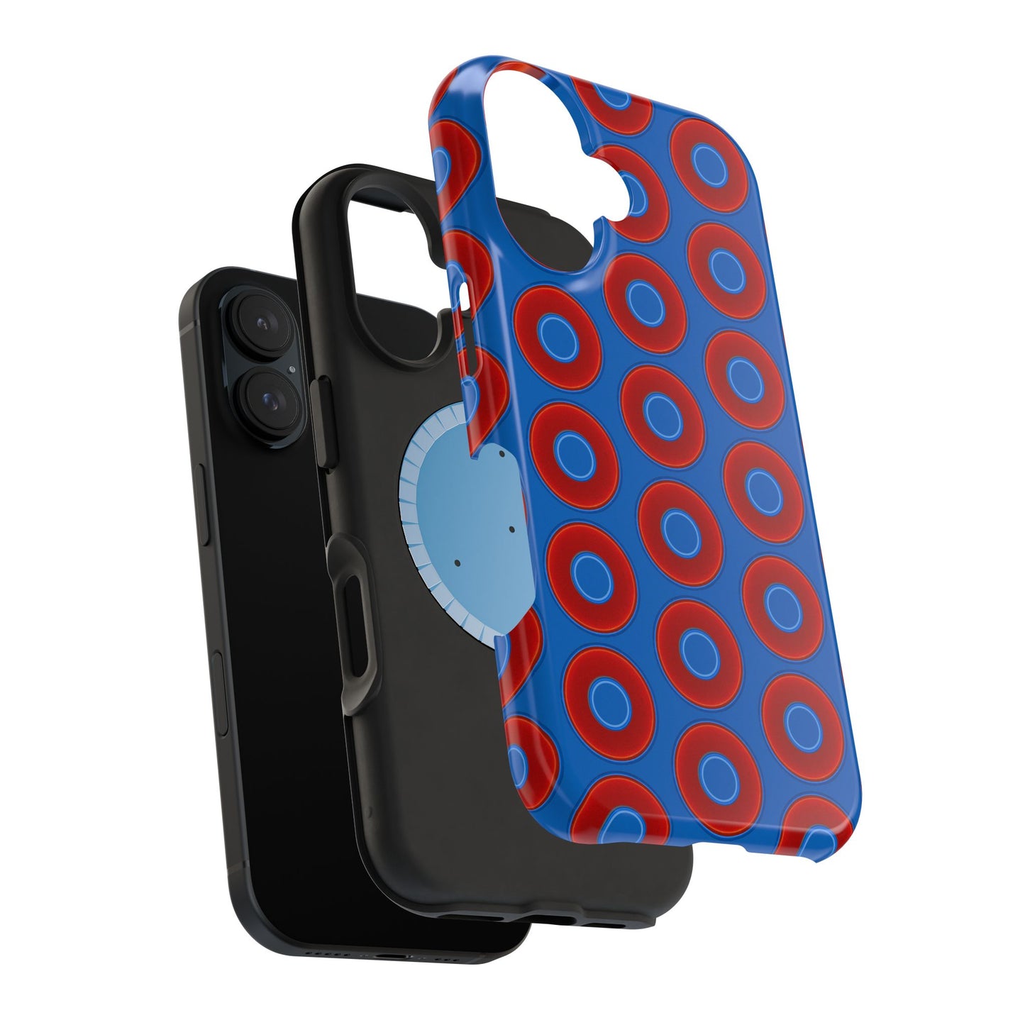 Magnetic Tough Donut Case - red vivid donut print w/dark royal blue background