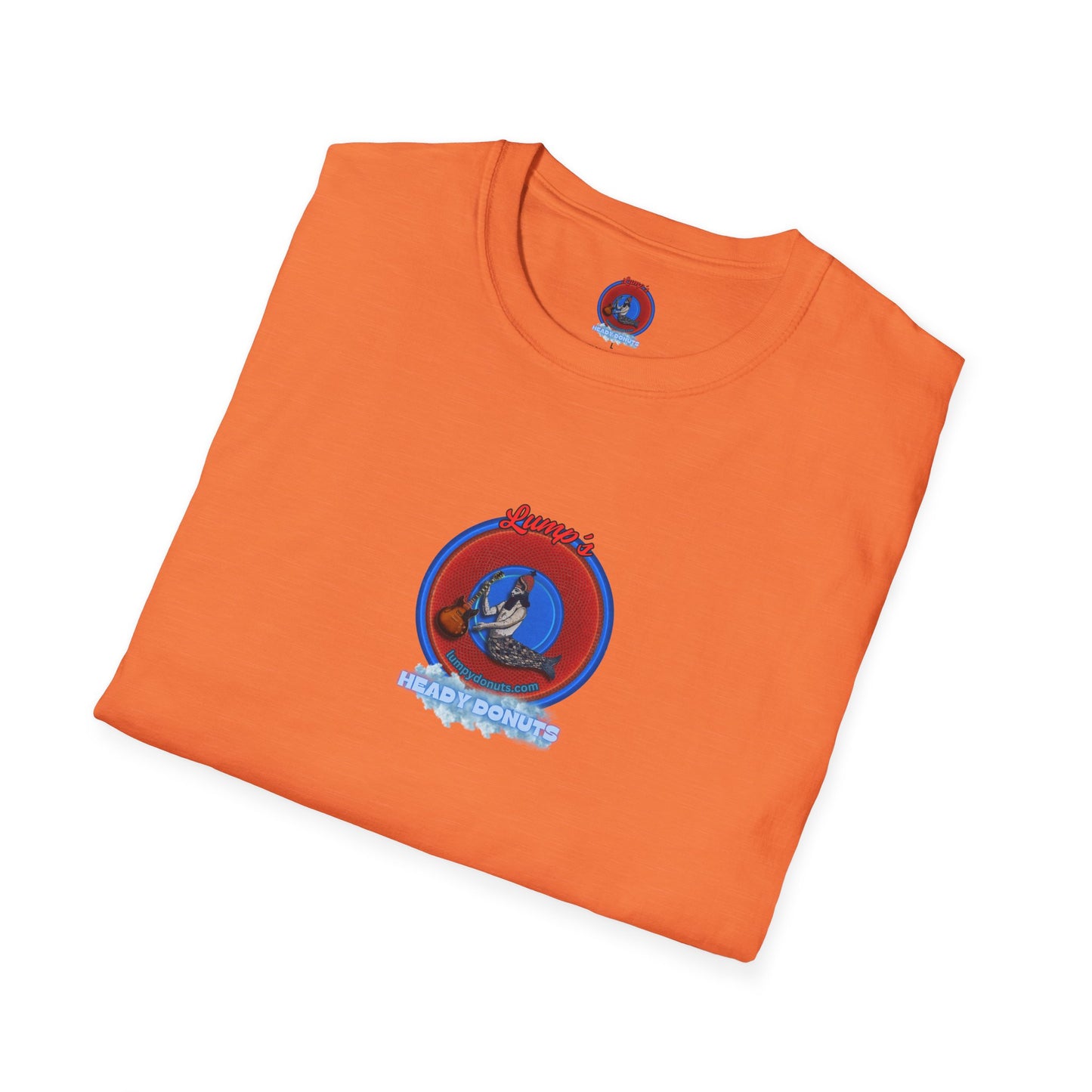 Classic Donut Tee - Unisex Soft-Style - "Lump's Heady Donuts Logo" - series 1.0  - red/blue rustic donut