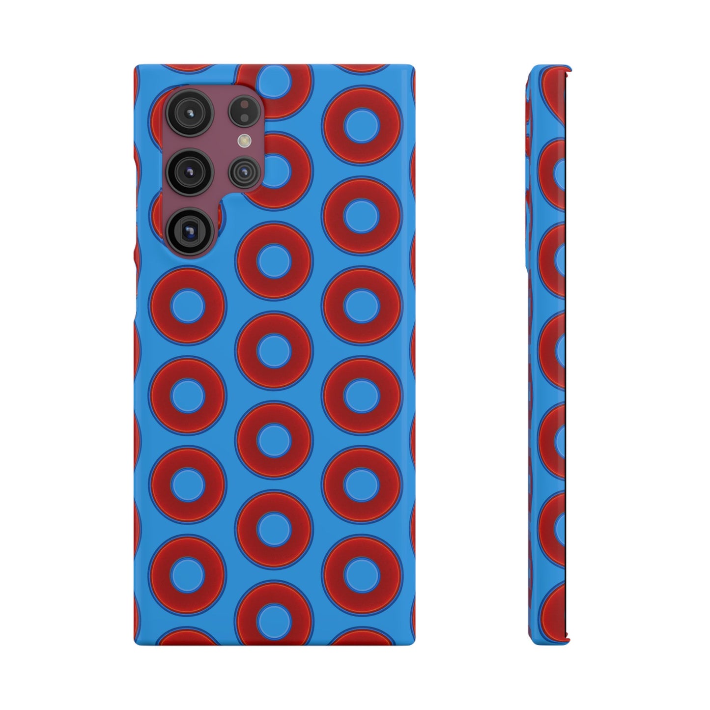 Lumpy Donut Snap Case - red vivid donut print w/sky royal blue background