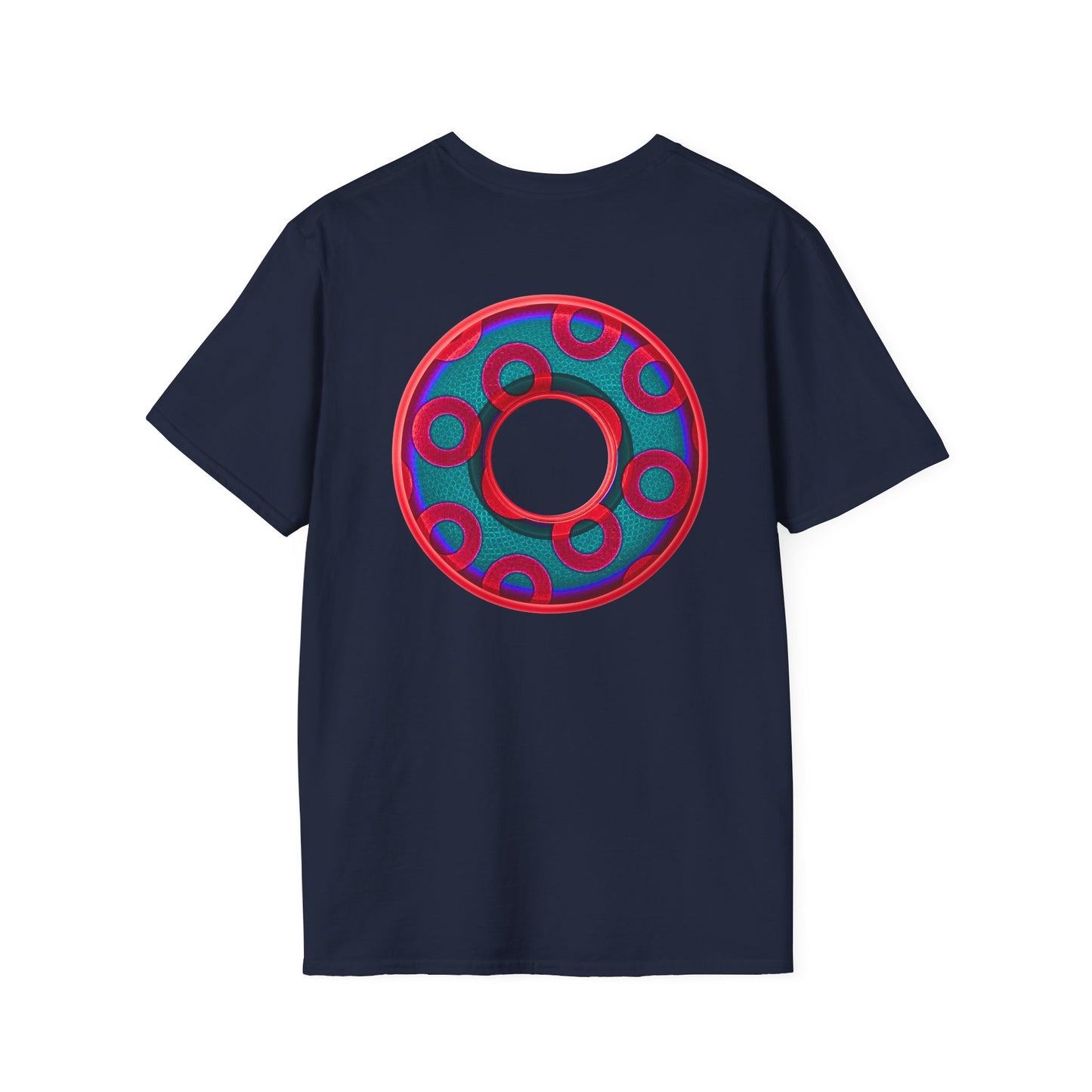 Plain Donuts/Unisex Soft-Style - "Plain Rustic Paradoxical Donuts" - red/steel blue donuts