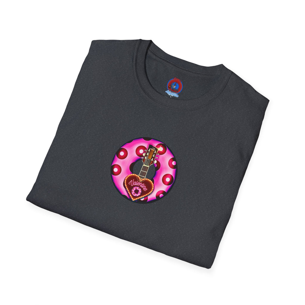 Classic Donut Tee - Unisex Soft-Style - "Would You Be My Donut?" - paradoxical bubblegum pink/red donut - variant 2