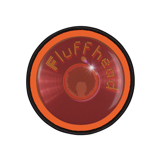 Iron-On Donut Patch - "The Fluffernutter Donut" - series 1.0 - red record donut