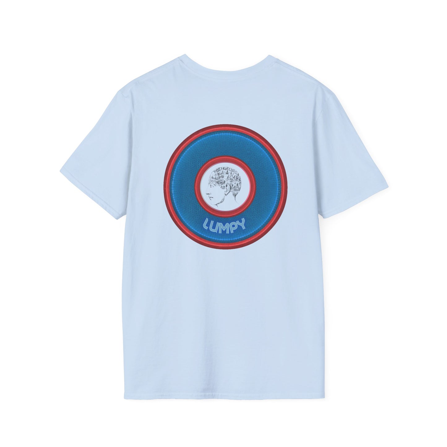 Classic Donut Tee - Unisex Soft-Style - "The Lumpy Donut" - variant 2 - blue/red donut