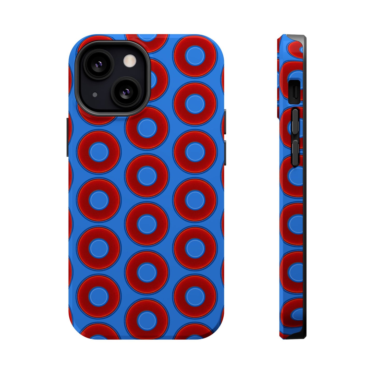 Magnetic Tough Donut Case - red vivid donut print w/light royal blue background