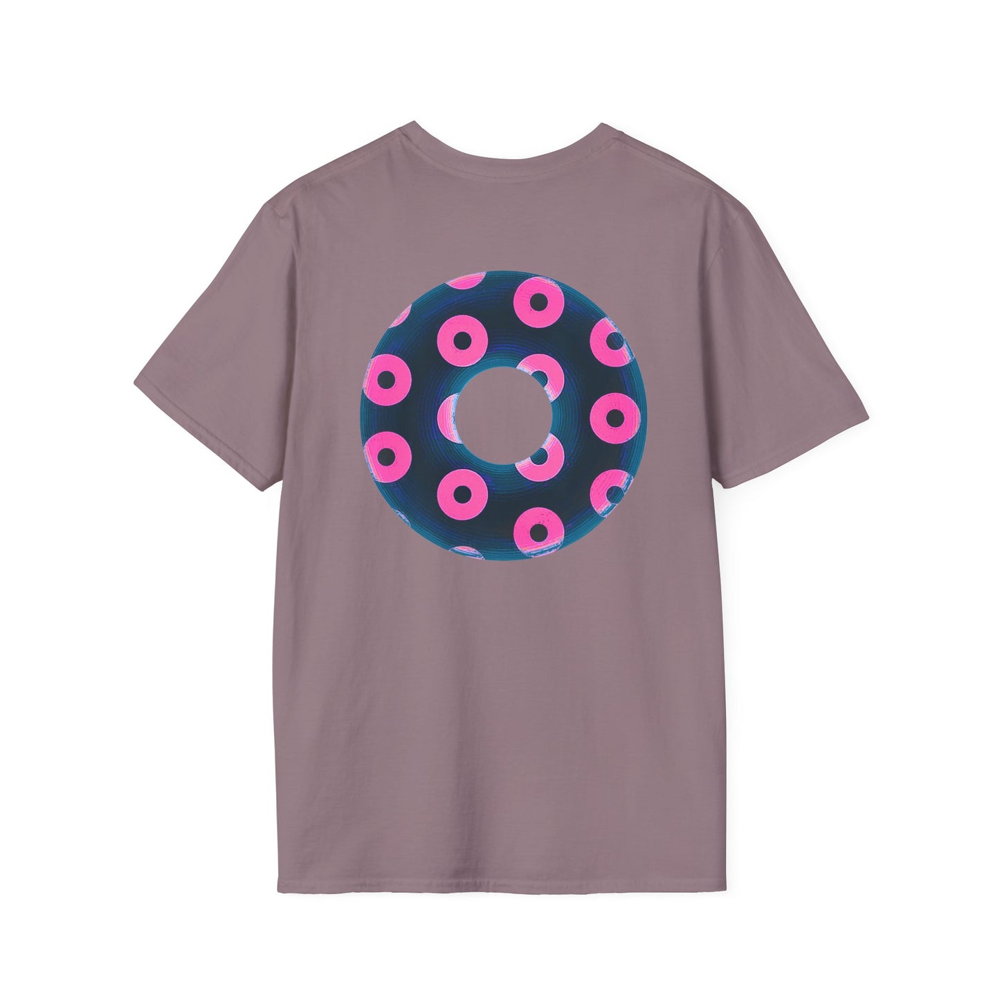 Copy of Plain Donuts/Unisex Soft-Style - "Plain Blimpy Paradoxical Donuts" - dark steel blue/vivid magenta donuts