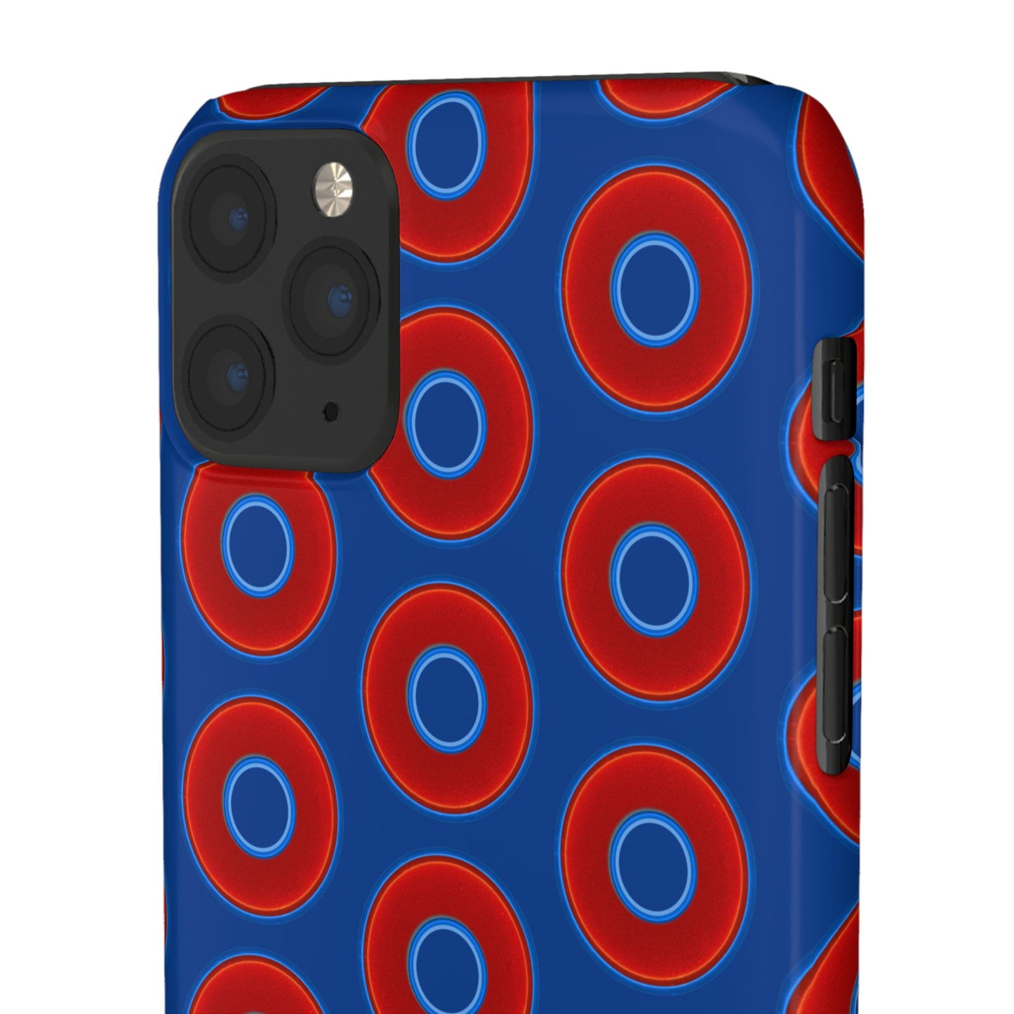 Lumpy Donut Snap Case - red vivid donut print w/dark blue background