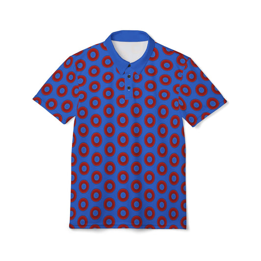 Donut Polo - vivid donut print w/medium royal blue background [unisex]