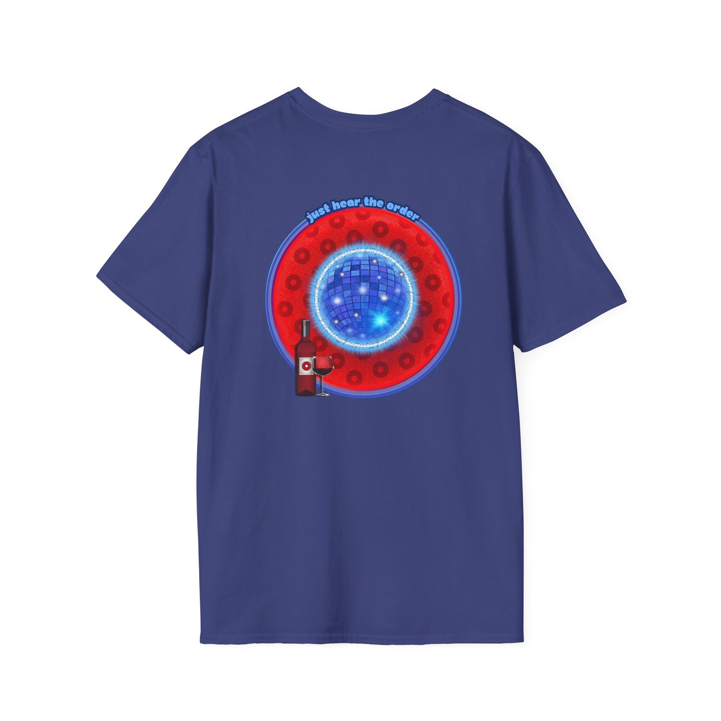 Classic Donut Tee - Unisex Soft-Style - "The Skipper's Donut" - red/blue paradoxical widemouthed donut - variant 1