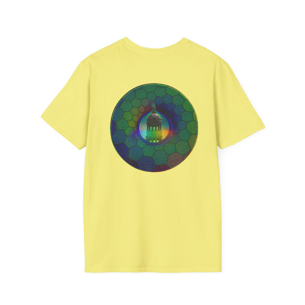 Classic Donut Tee - Unisex Soft-Style - "Save the Mondegreen City Hall Clock Tower" - hexadonut - series 1.0 -variant 1 - green donut