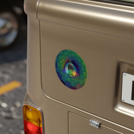 Donut Bumper/Outdoor Sticker - "Save the Mondegreen City Hall Clock Tower Donut" - variant 2 - green hexadonut - [Die-Cut] 6"x 6"