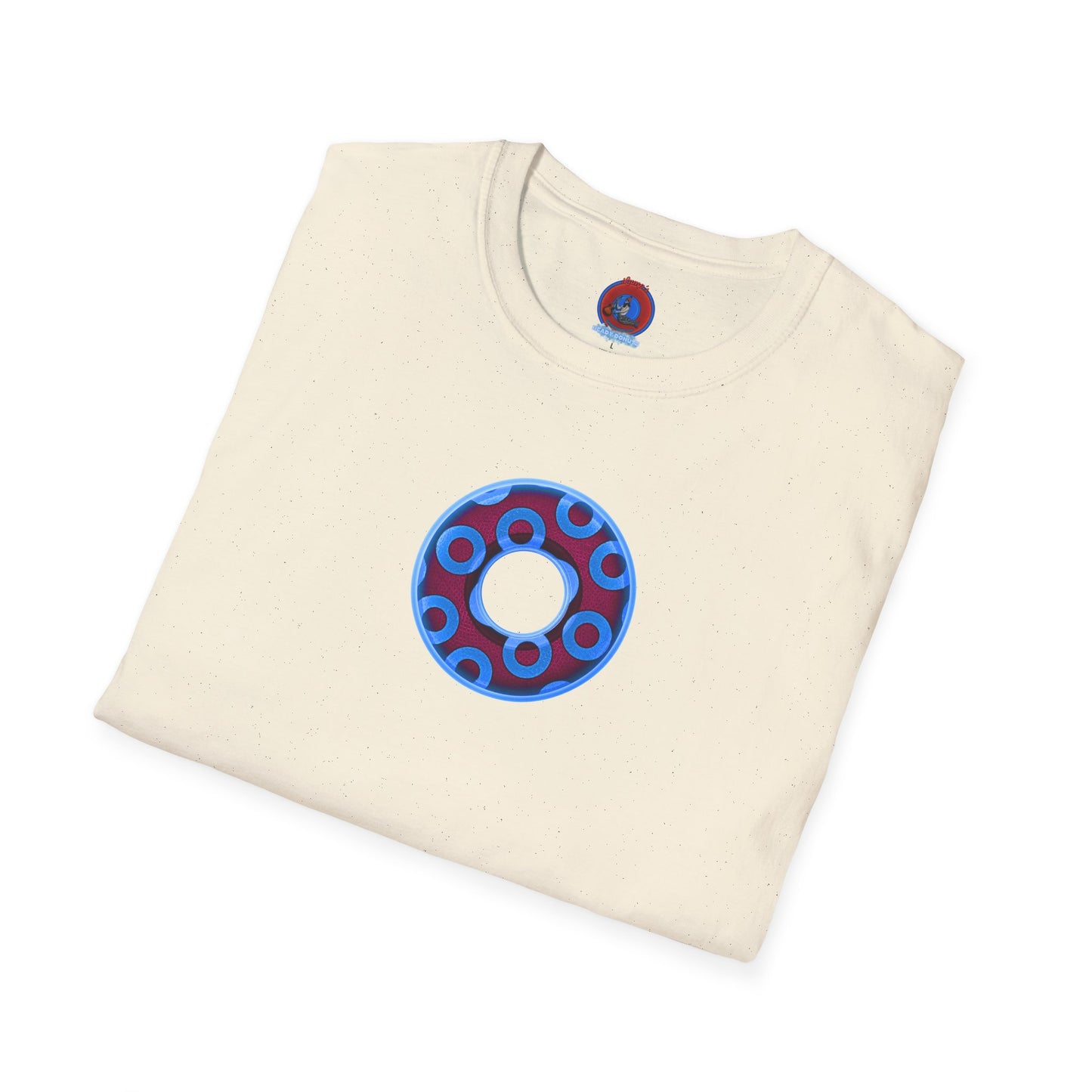 Plain Donuts/Unisex Soft-Style - "Plain Rustic Paradoxical Donuts" - light blue/burgundy donuts