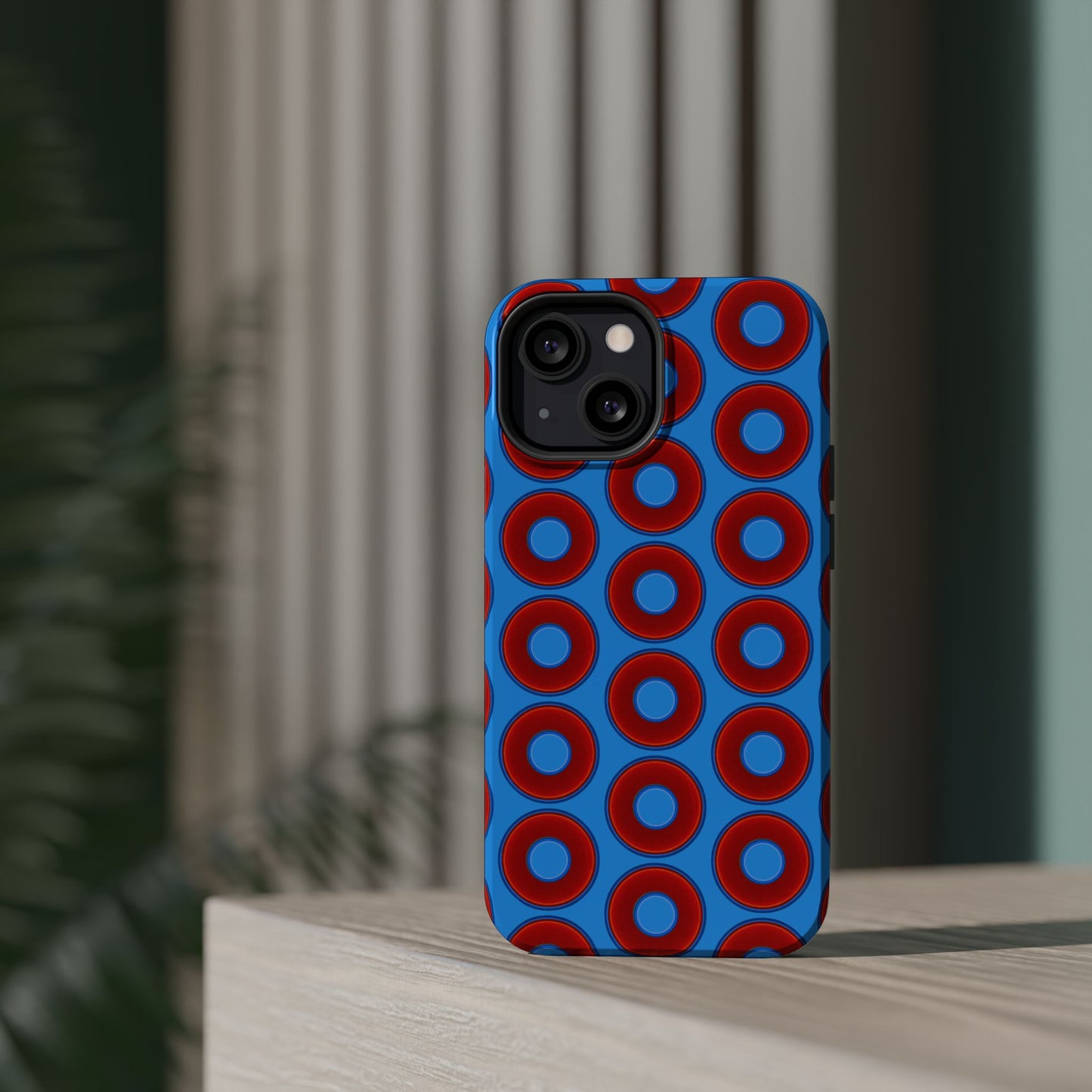 Magnetic Tough Donut Case - red vivid donut print w/sky royal blue background