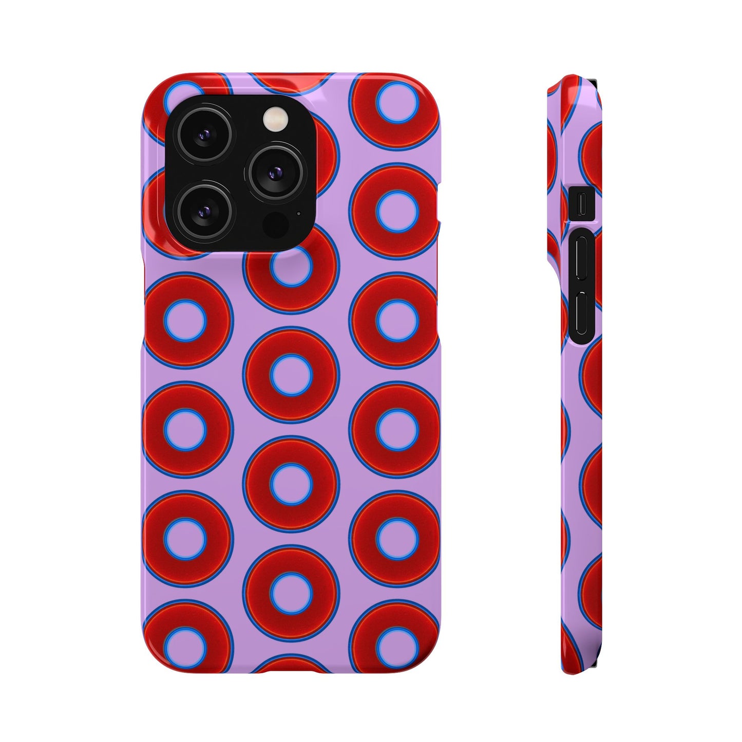 Lumpy Donut Snap Case - red vivid donut print w/wisteria purple background