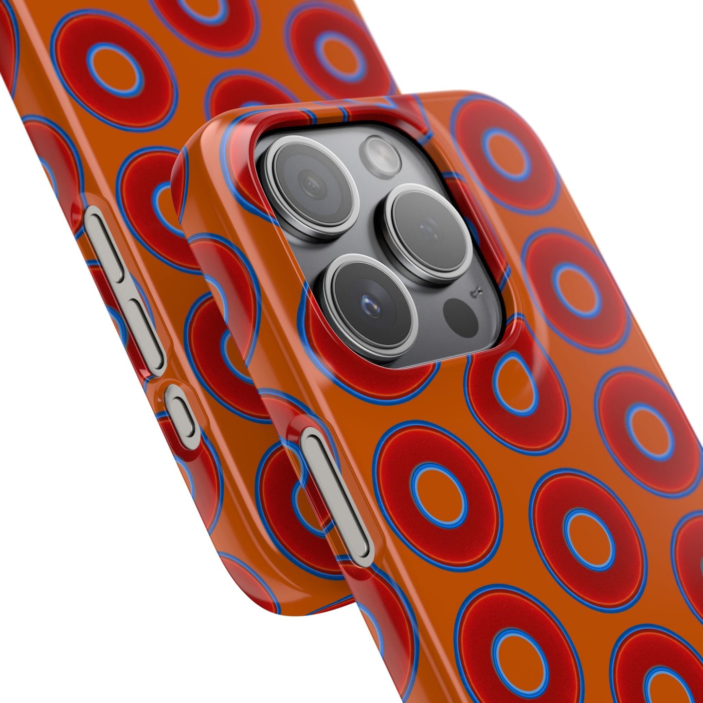 Lumpy Donut Snap Case - red vivid donut print w/dark orange background