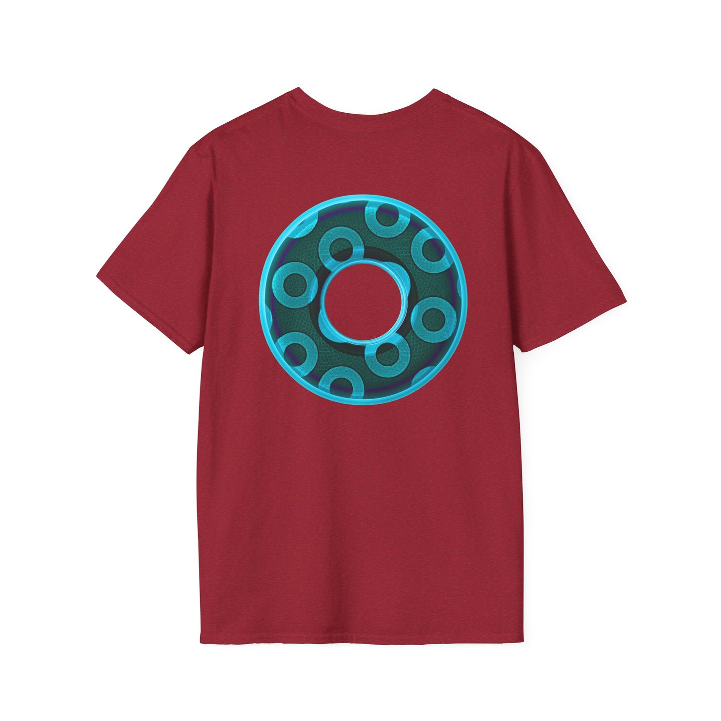 Plain Donuts/Unisex Soft-Style - "Plain Rustic Paradoxical Donuts" - light aquamarine/dark teal donuts