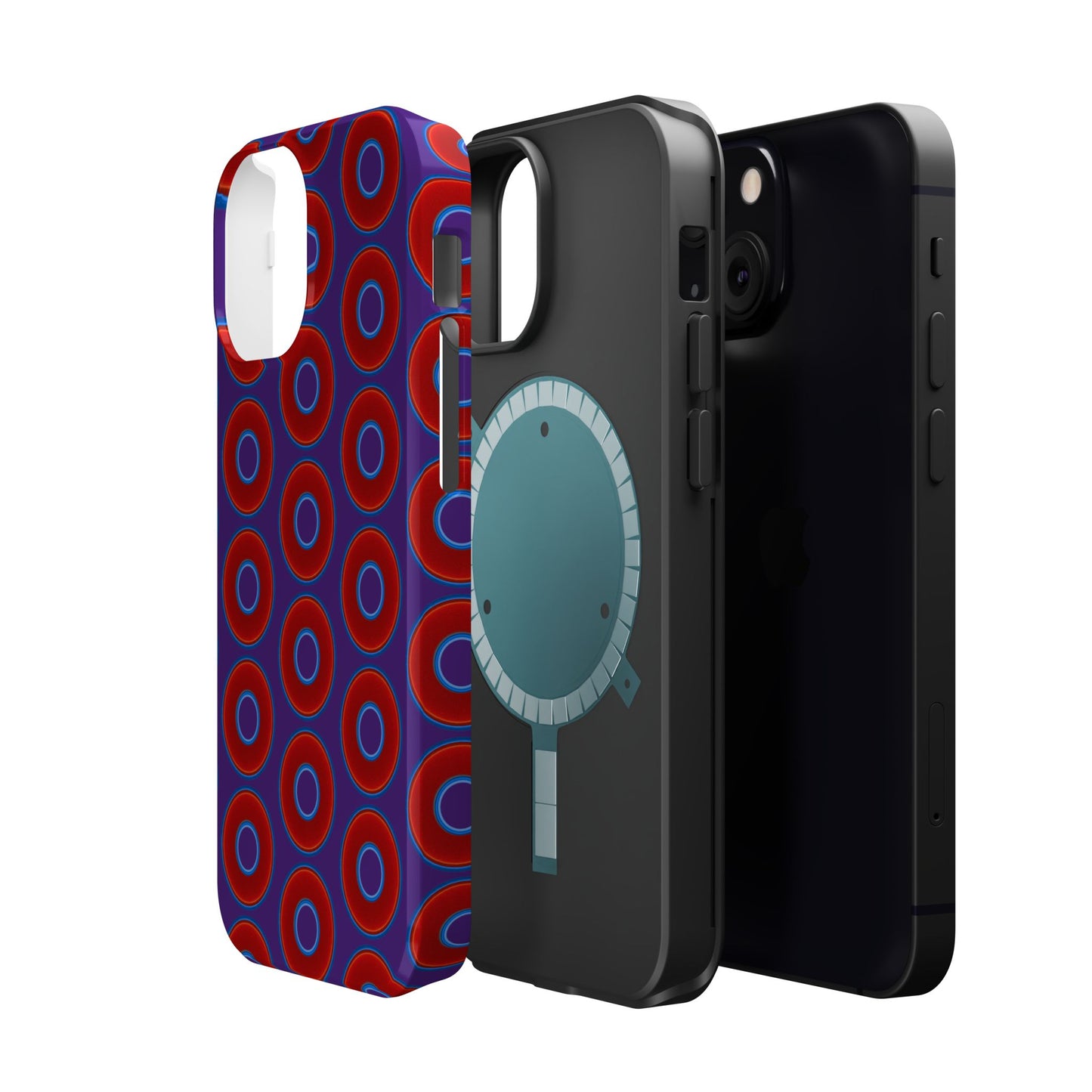 Magnetic Tough Donut Case - red vivid donut print w/purple background