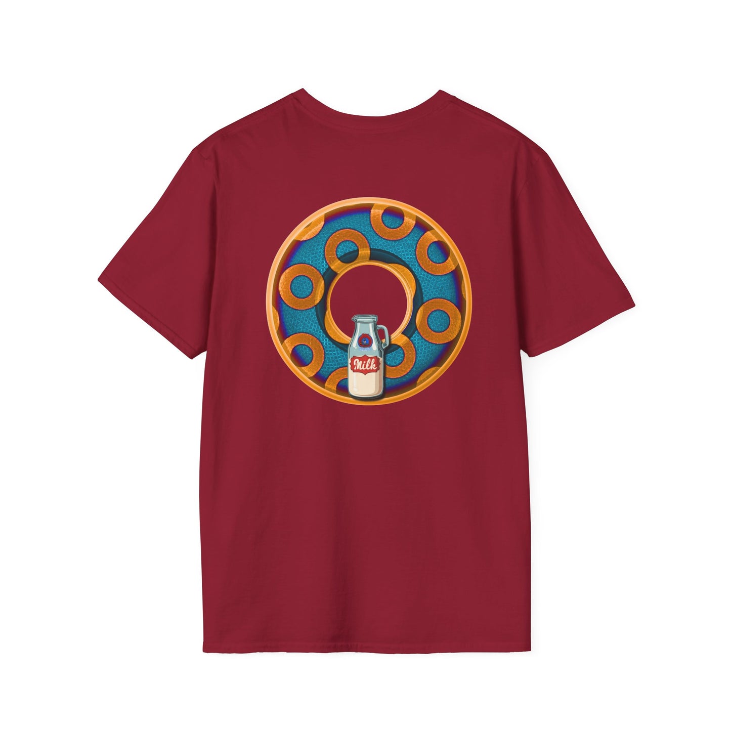 Classic Donut Tee - Unisex Soft-Style - "Wooked Cream - YEMSG Donut " -purple/red rustic paradox donut - variant 4