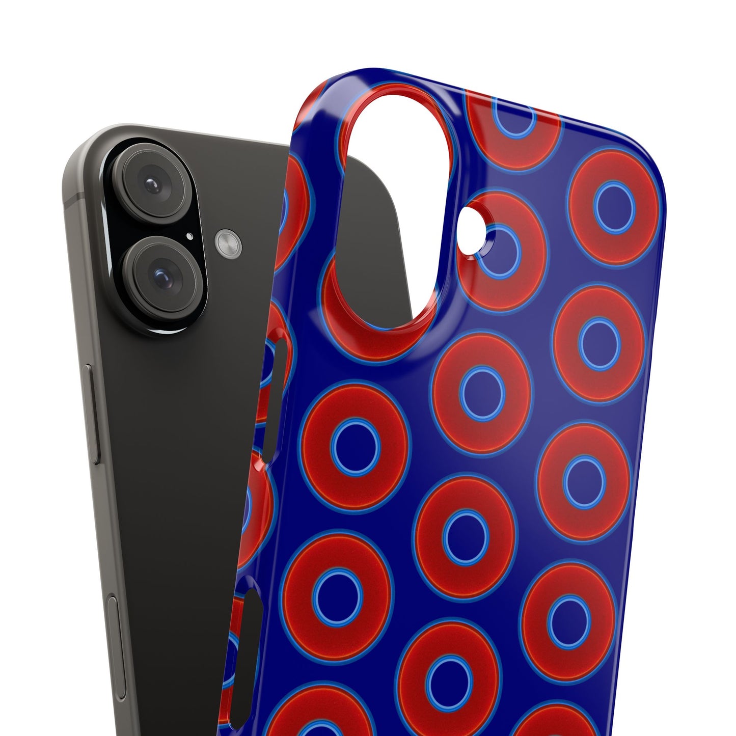 Lumpy Donut Snap Case - red vivid donut print w/vivid navy blue background