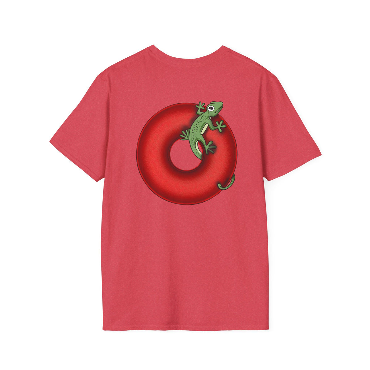 Classic Donut Tee - Unisex Soft-Style - "Practically Extinct Tee Shirt" - plump vivid red donut - variant 1