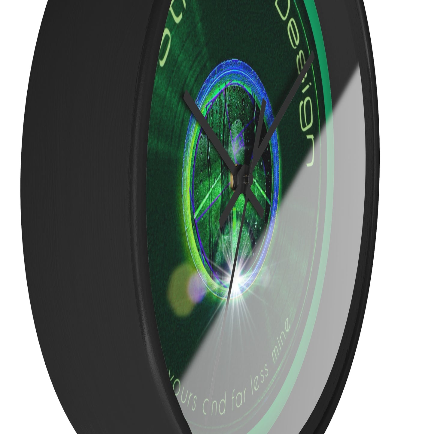 Lumpy Wall Clock - "The Strangely Designed Clock" - green vivid donut w/jade green background