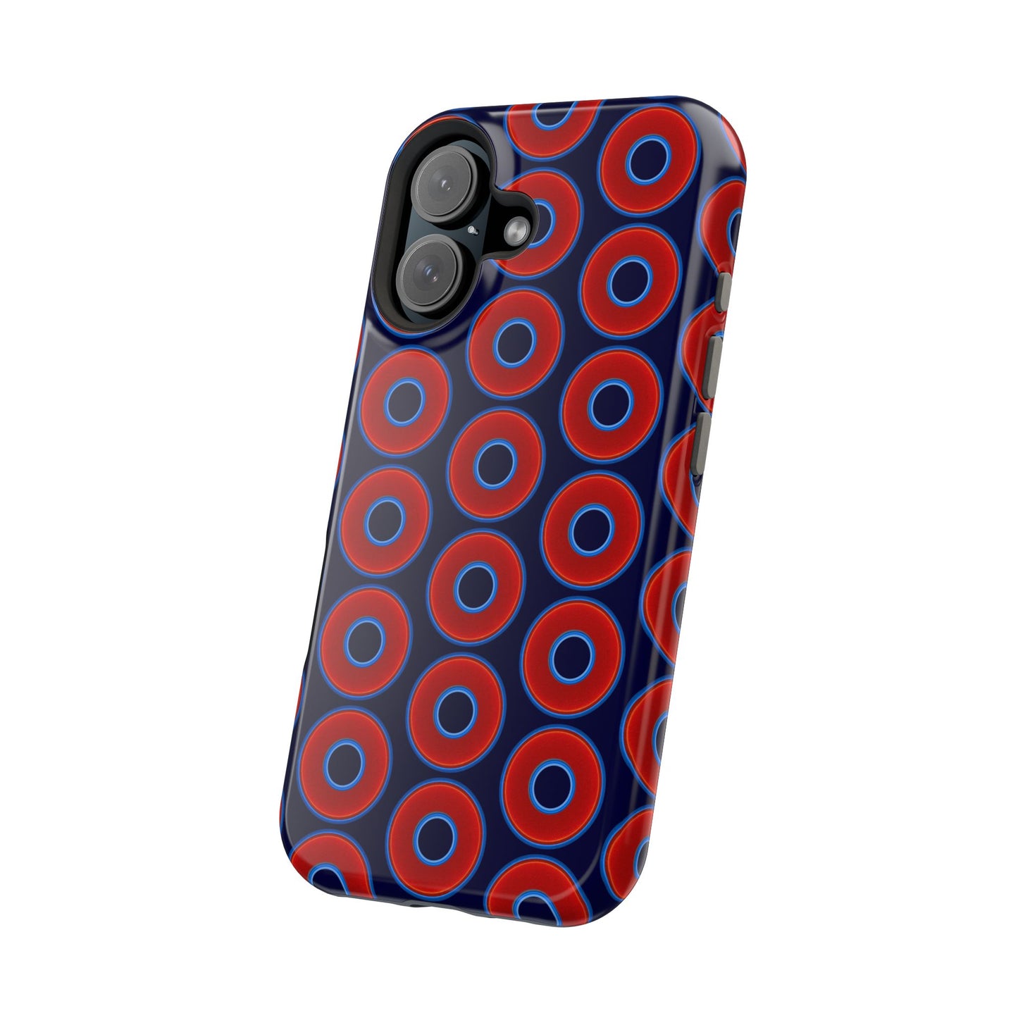 Magnetic Tough Donut Case - red vivid donut print w/midnight blue background