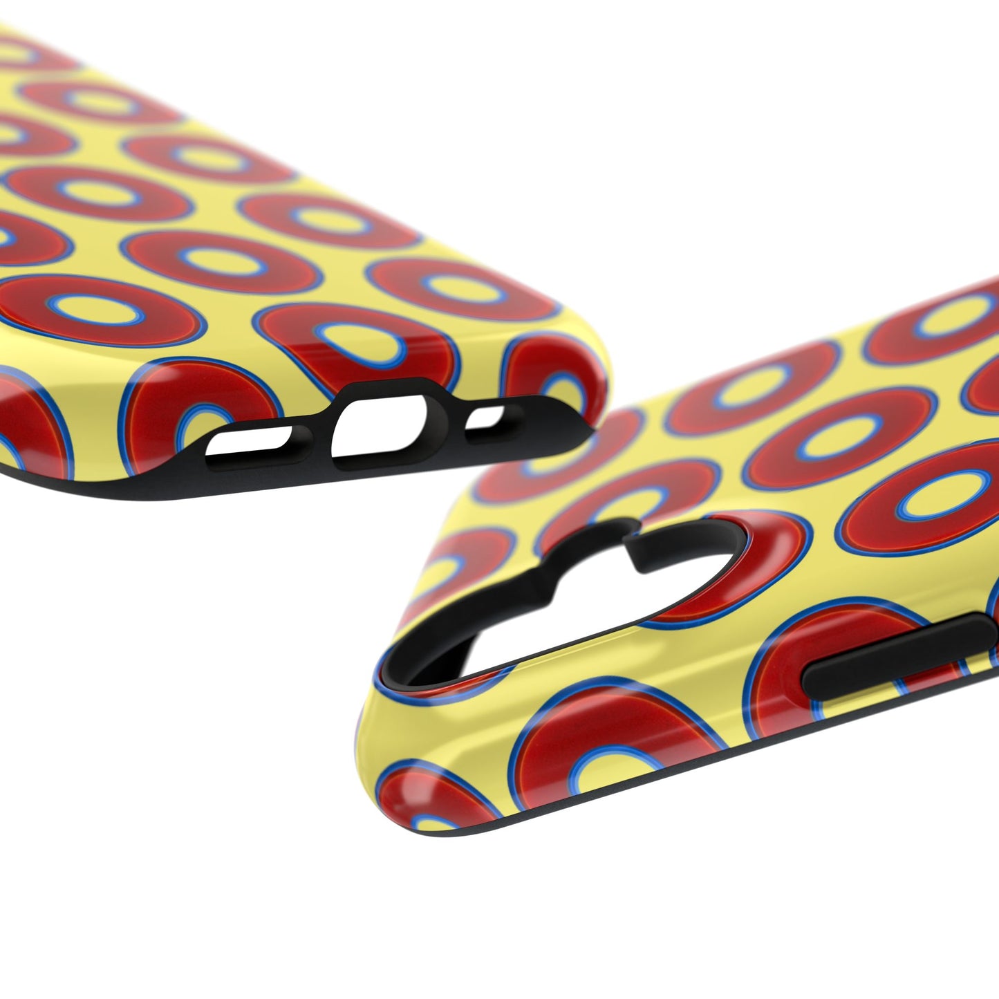 Impact-Resistant Lumpy Donut Case - red vivid donut print w/yellow background