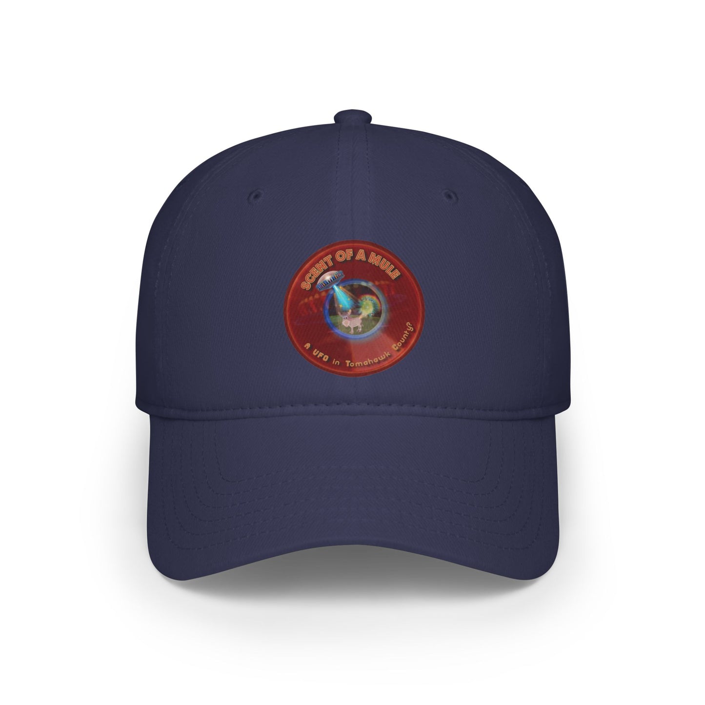Lumpy Donut Baseball Cap - "Donut Caps? In Tomahawk County?" - variant 3 - vivid red donut w/