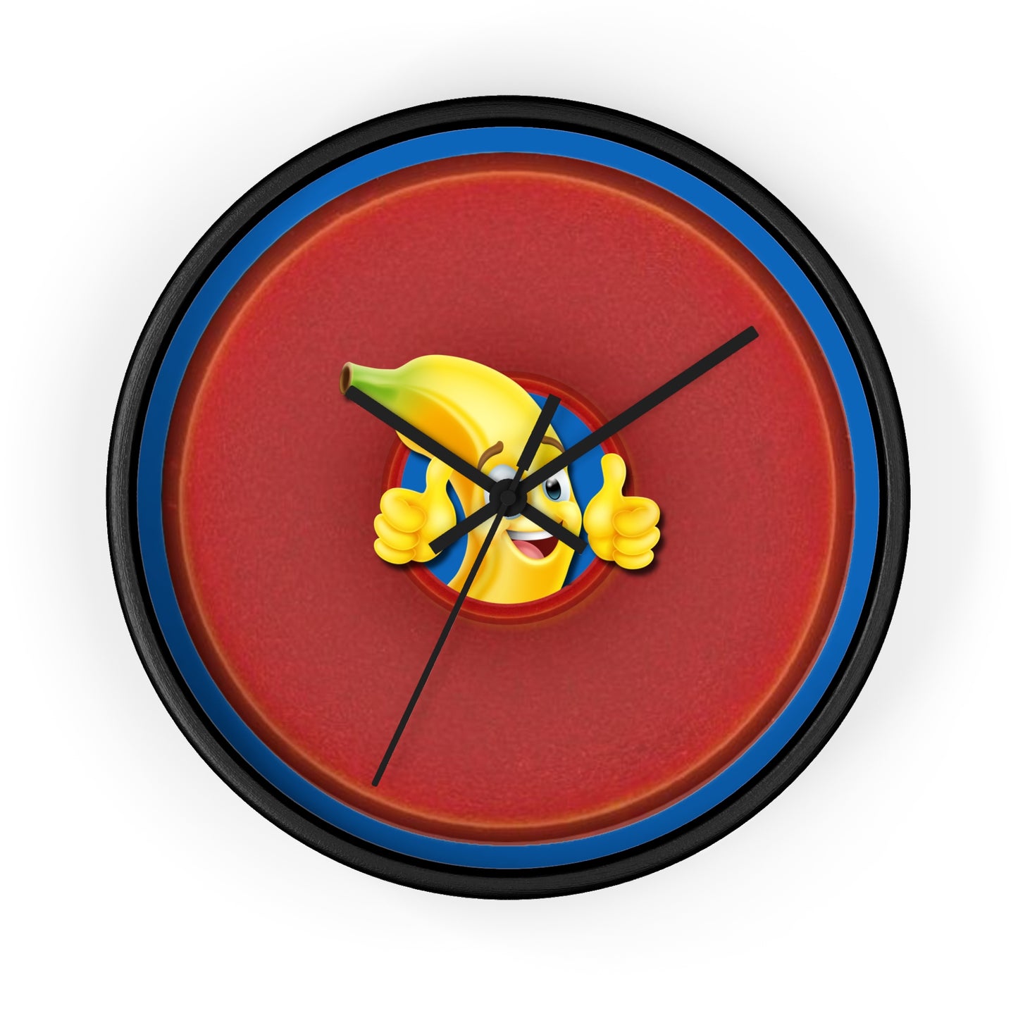 Lumpy Wall Clock - "Dis Sheet, It's Bananas" - variant 6 - red vivid donut w/dark royal blue background
