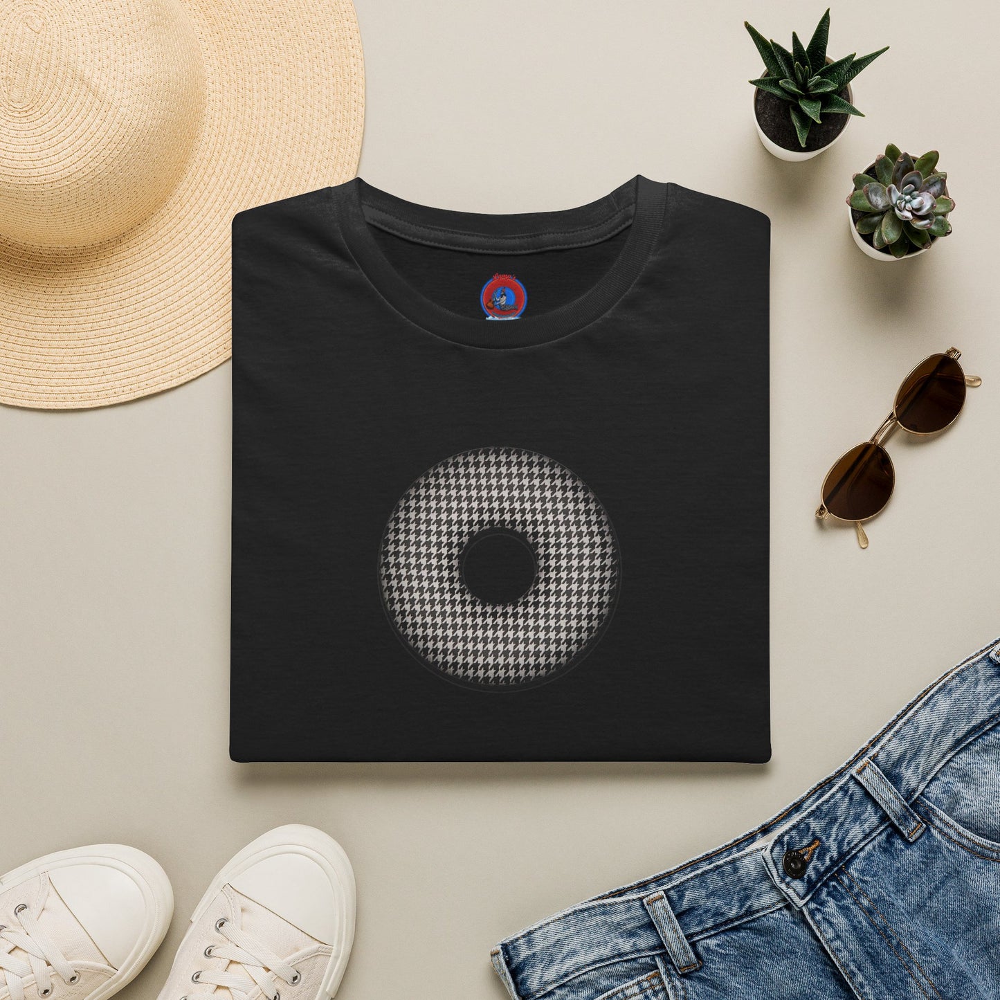 Classic Donut Tee - Unisex Soft-Style - "Ricky's High Phasion Trailer Park Donut" - houndstooth donut