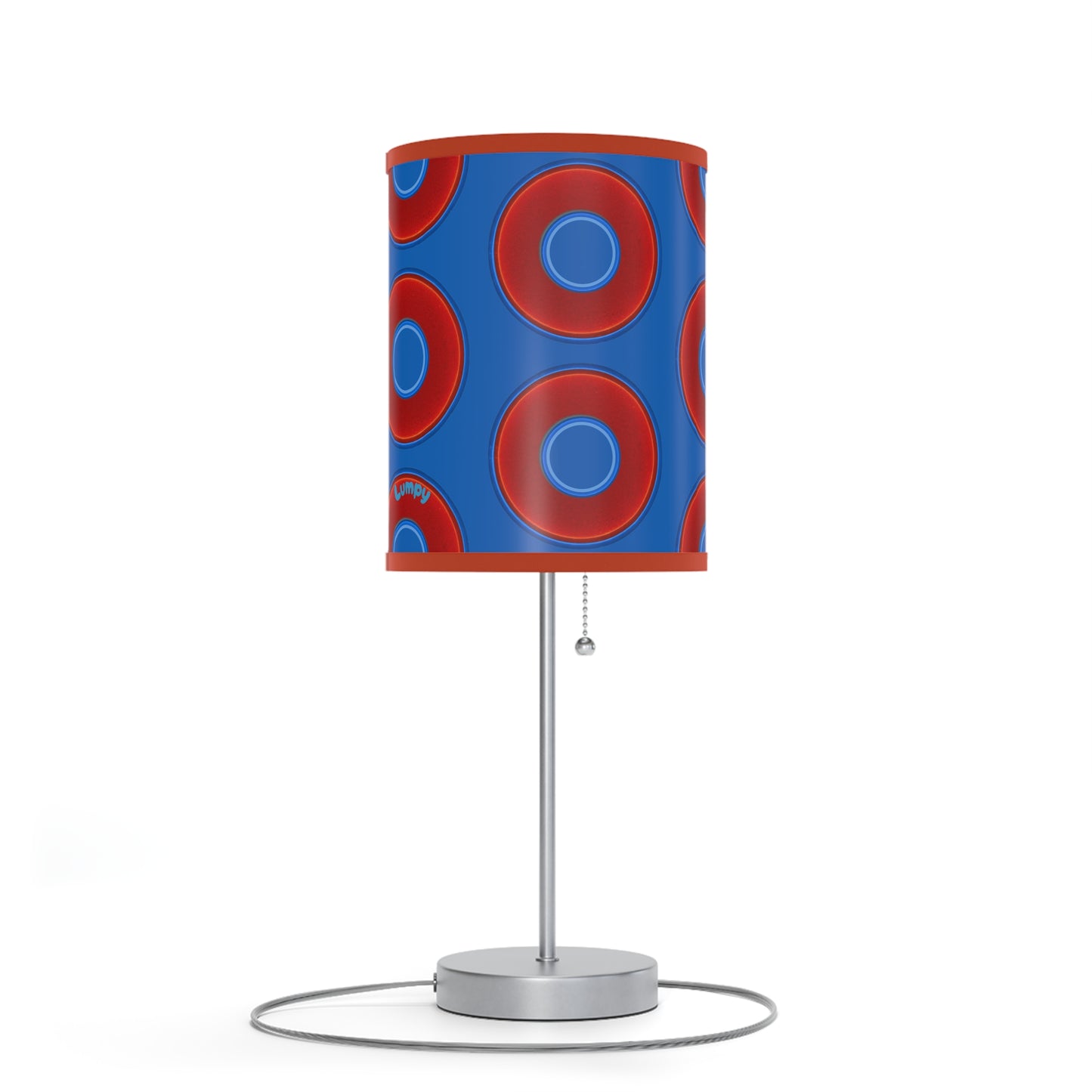 Lumpy Accent Lamps - red vivid donuts w/dark royal blue background