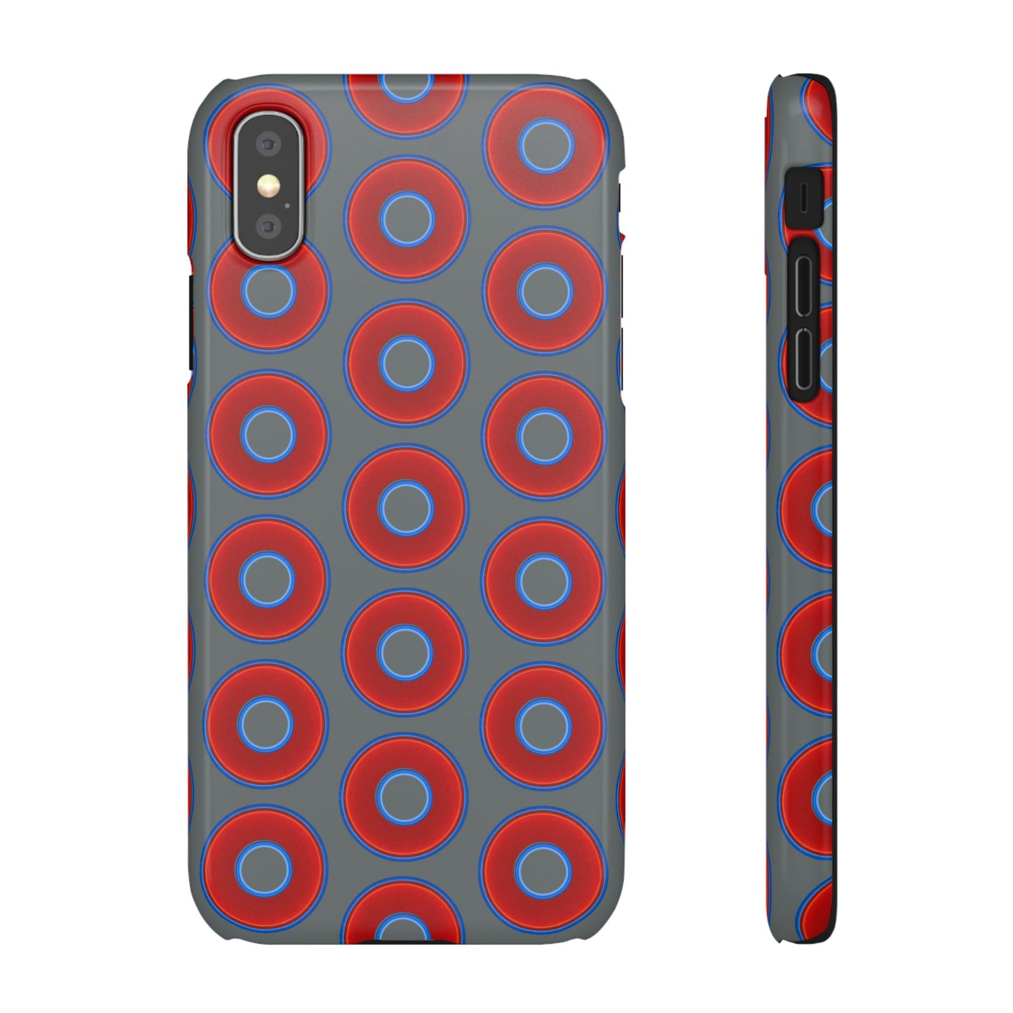 Lumpy Donut Snap Case - red vivid donut print w/dark gray background